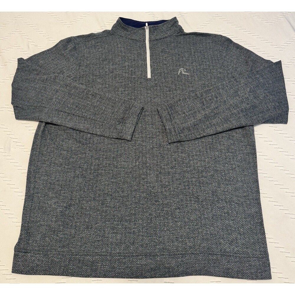 Rhoback Herringbone Jacquard Golf Performance Quarter Zip Navy Pullover Size XL